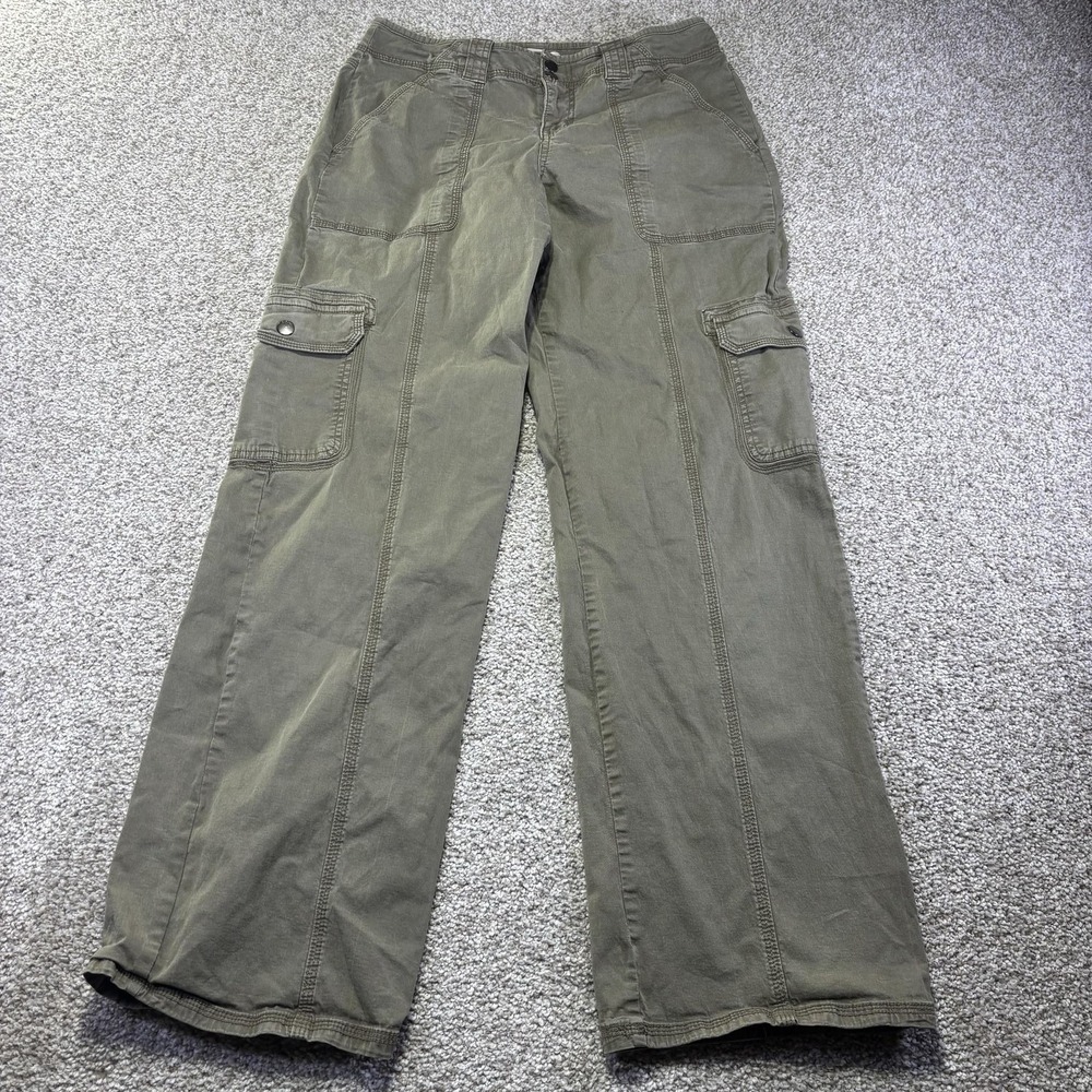Y2K Garage Pants Womens 5 Green Low Rise Cargo Wide Leg Twill Relaxed Pockets